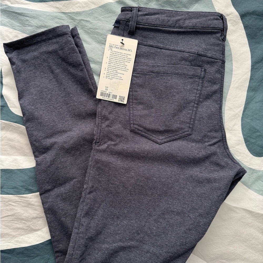 Lululemon ABC Pant Skinny *Tech Canvas 34" Heathered Deep Navy